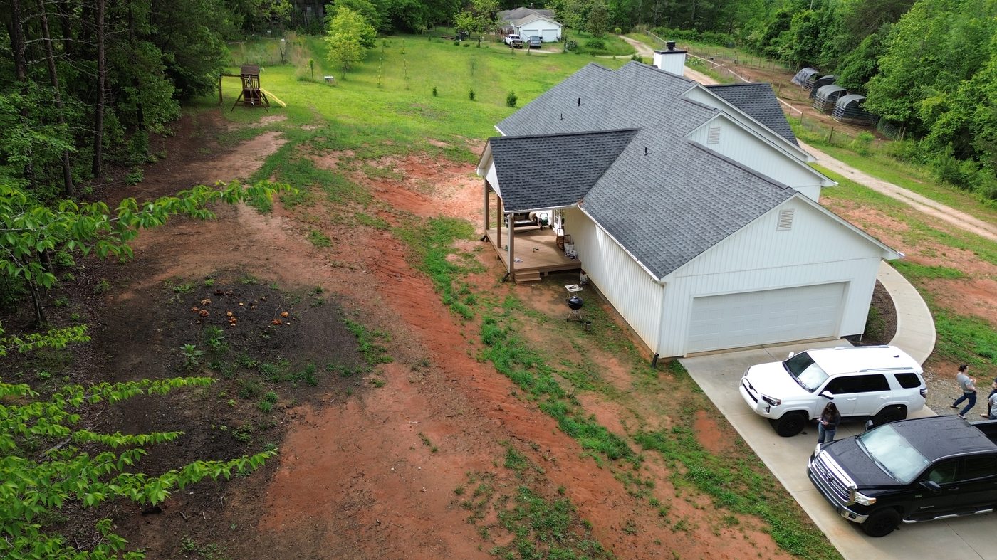 Before riprap installation — new construction hillside erosion Travelers Rest SC