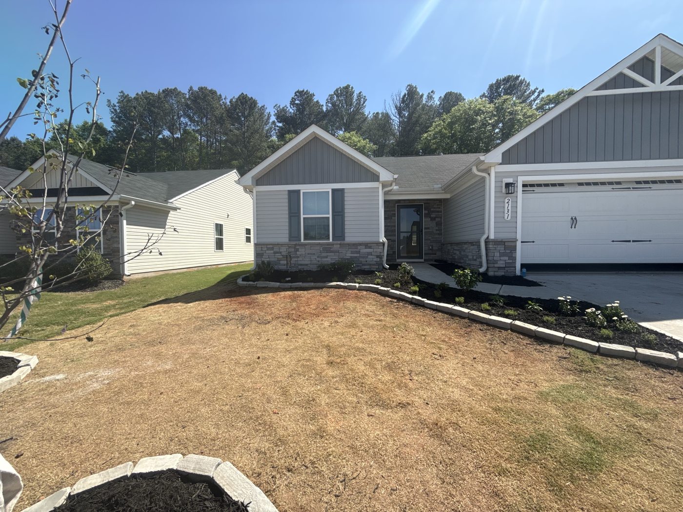 Before new construction landscaping — bare new build yard Greenville SC